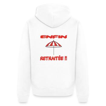 Enfin retraité !!! - Unisex Premium Organic Zip Hoodie - white - Back - Thijin (182cm)
