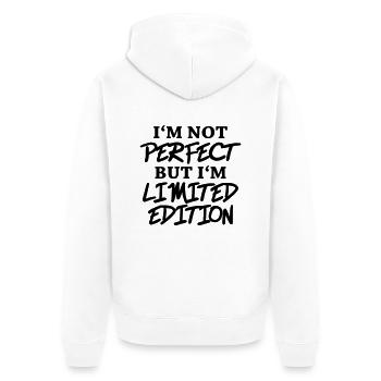 I'm not perfect, but I'm limited edition - Unisex Premium Bio Zip Hoodie - Weiß - Hinten - Thijin (182cm)