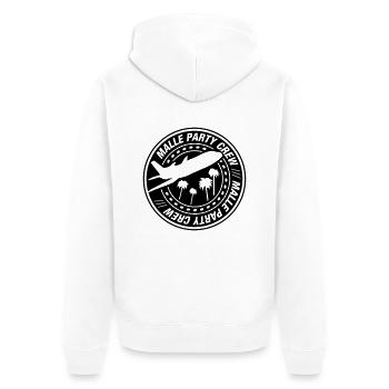 malle_party_crew_zy1 - Unisex Premium Bio Zip Hoodie - Weiß - Hinten - Thijin (182cm)