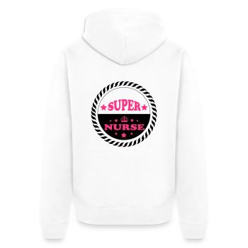 Super nurse - Unisex Premium Organic Zip Hoodie - white - Back - Thijin (182cm)