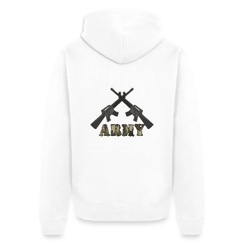 ARMY Armee Militär Waffe - Unisex Premium Bio Zip Hoodie - Weiß - Hinten - Thijin (182cm)
