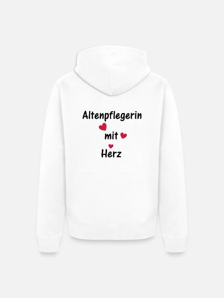 Altenpflegerin mit Herz - Unisex Premium Bio Zip Hoodie - Weiß