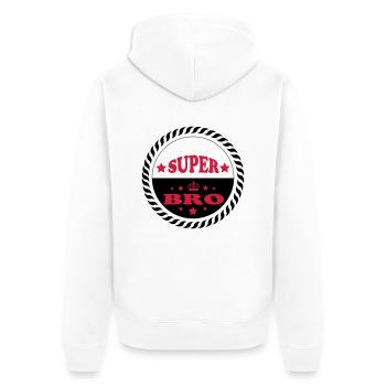 Super bro 111 - Unisex Premium Bio Zip Hoodie - Weiß - Hinten - Thijin (182cm)