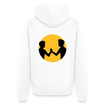cercle de soleil autour de 2 amis équipe couple frère mains - Veste à capuche bio Premium Unisexe - blanc - Dos - Thijin (182cm)