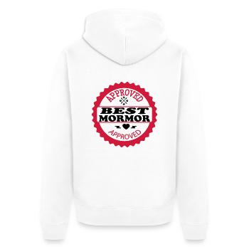 Approved best mormor - Unisex Premium Bio Zip Hoodie - Weiß - Hinten - Thijin (182cm)