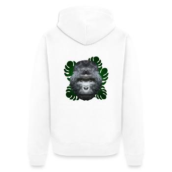 Polygon Gorilla - Unisex Premium Bio Zip Hoodie - Weiß - Hinten - Thijin (182cm)