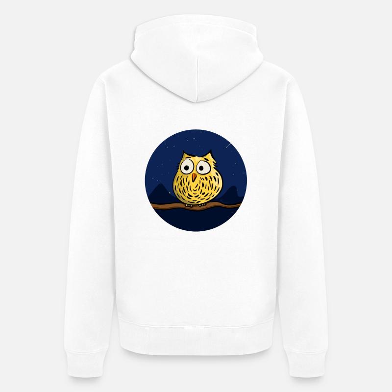 Cute owl at night - Veste à capuche bio Premium Unisexe - blanc