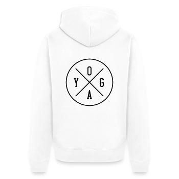 Yoga - Unisex Premium Bio Zip Hoodie - Weiß - Hinten - Thijin (182cm)