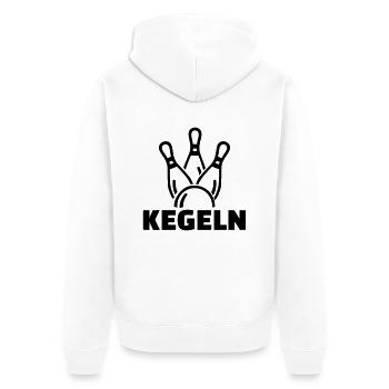 Kegeln - Unisex Premium Bio Zip Hoodie - Weiß - Hinten - Thijin (182cm)
