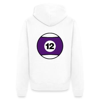 Billardkugel No 12 - lila - V2 - Unisex Premium Bio Zip Hoodie - Weiß - Hinten - Thijin (182cm)