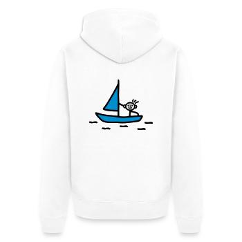 Stick figure sailing - V2 - Unisex Premium Organic Zip Hoodie - white - Back - Thijin (182cm)