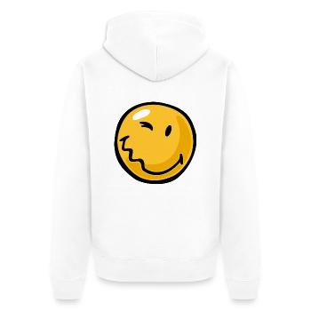 Smiley stung - Unisex Premium Bio Zip Hoodie - Weiß - Hinten - Thijin (182cm)