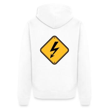 schild hinweis elektrisch blitz strom energie star - Unisex Premium Bio Zip Hoodie - Weiß - Hinten - Thijin (182cm)