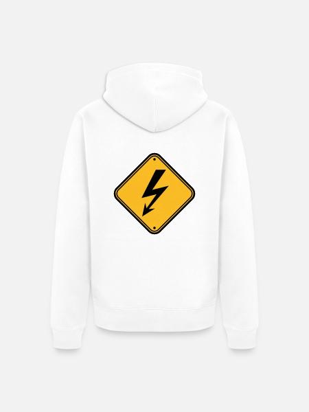 scudo nota elettrica fulmine corrente energia stella - Felpa con cappuccio ecologica premium unisex - bianco