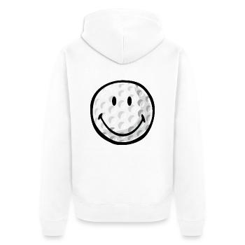 Smiley Golf Ball - Unisex Premium Bio Zip Hoodie - Weiß - Hinten - Thijin (182cm)