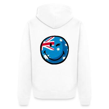 Smiley Flag Australia - Unisex Premium Bio Zip Hoodie - Weiß - Hinten - Thijin (182cm)