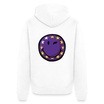 Smiley Flag EU - Unisex Premium Organic Zip Hoodie - white - Back - Thijin (182cm)