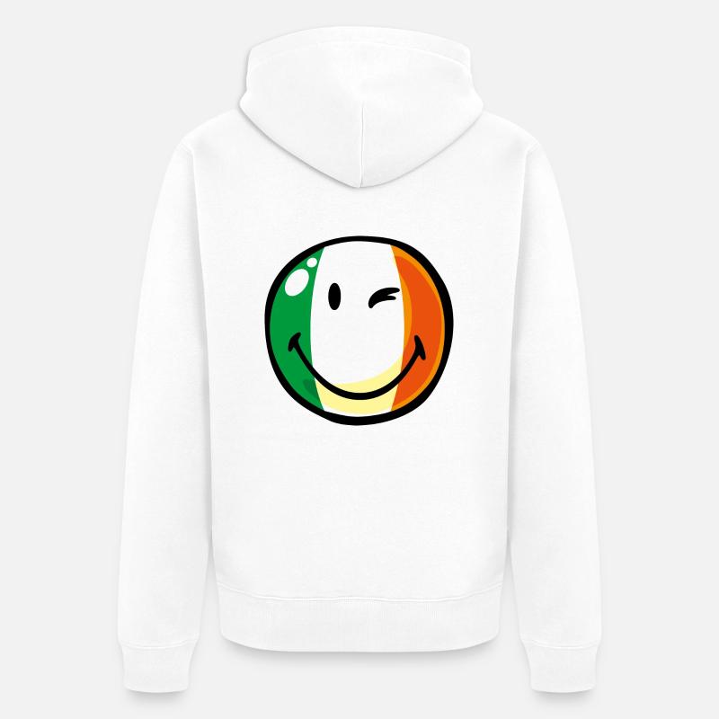 Smiley Flag Ireland - Veste à capuche bio Premium Unisexe - blanc
