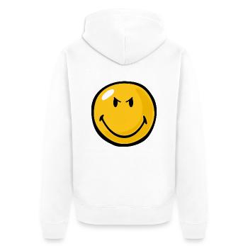 Smiley Anger Devious - Unisex Premium Bio Zip Hoodie - Weiß - Hinten - Thijin (182cm)