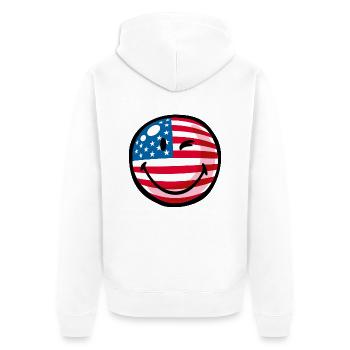 Smiley Flag USA - Unisex Premium Organic Zip Hoodie - white - Back - Thijin (182cm)