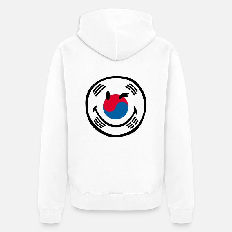 Smiley Flag South Korea - Veste à capuche bio Premium Unisexe - blanc
