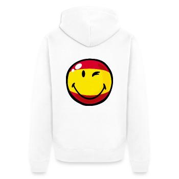 Smiley Spain - Unisex Premium Bio Zip Hoodie - Weiß - Hinten - Thijin (182cm)