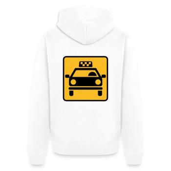 Taxi - Unisex Premium Bio Zip Hoodie - Weiß - Hinten - Thijin (182cm)
