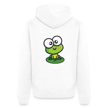 Grenouille curieuse aux yeux géants - Veste à capuche bio Premium Unisexe - blanc - Dos - Thijin (182cm)