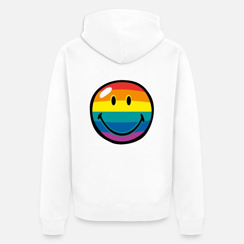 Smiley Regnbue striber - Ekologisk premiumluvjack unisex - vit