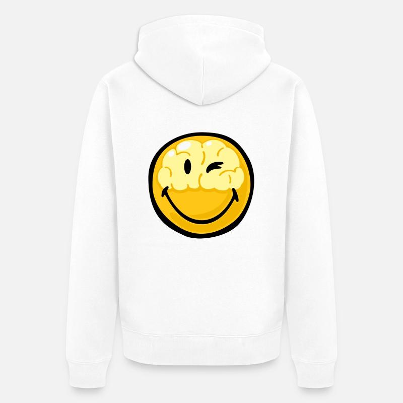 Smiley Brain in Head - Veste à capuche bio Premium Unisexe - blanc