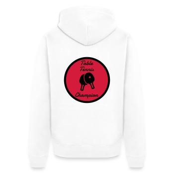 Table Tennis - Ping Pong - Sport - Racket - Ball - Unisex Premium Bio Zip Hoodie - Weiß - Hinten - Thijin (182cm)