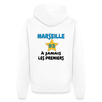 Marseille à jamais les premiers - Veste à capuche bio Premium Unisexe - blanc - Dos - Thijin (182cm)