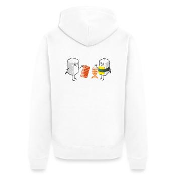 Sushi Shopping - Unisex Premium Bio Zip Hoodie - Weiß - Hinten - Thijin (182cm)