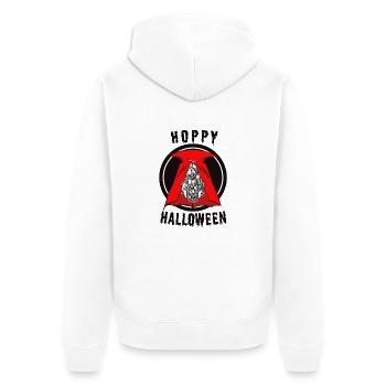 Hoppy (Happy) Halloween Pun Wortspiel Bier Hopfen - Unisex Premium Bio Zip Hoodie - Weiß - Hinten - Thijin (182cm)