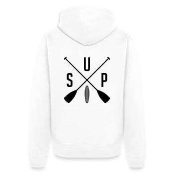SUP - Unisex Premium Bio Zip Hoodie - Weiß - Hinten - Thijin (182cm)