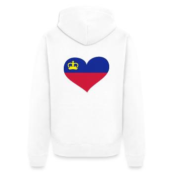 Liechtenstein Herz; Heart Liechtenstein - Unisex Premium Bio Zip Hoodie - Weiß - Hinten - Thijin (182cm)