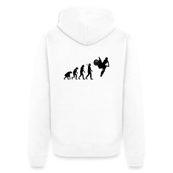 Evolution Moto Cross - Unisex Premium Bio Zip Hoodie - Weiß - Hinten - Thijin (182cm)