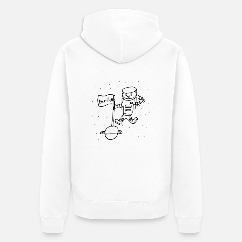 Comic astronaute dans l'espace - Veste à capuche bio Premium Unisexe - blanc