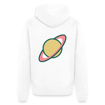 Planet Saturn (Cartoon) - Unisex Premium Organic Zip Hoodie - white - Back - Thijin (182cm)