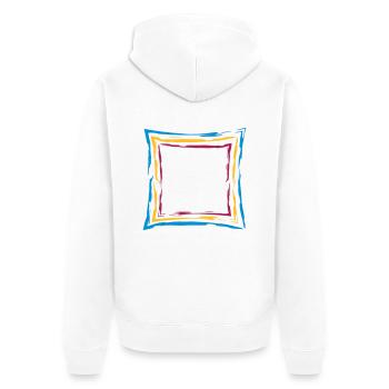 bunt viele linien rahmen quadrat umrandung viereck - Unisex Premium Bio Zip Hoodie - Weiß - Hinten - Thijin (182cm)