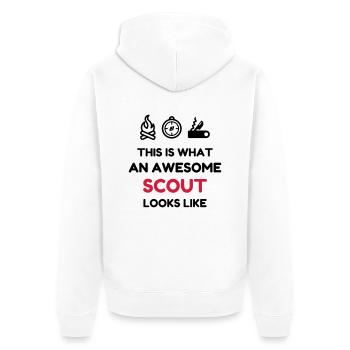 scout / scouting / scoutisme / guide - Veste à capuche bio Premium Unisexe - blanc - Dos - Thijin (182cm)