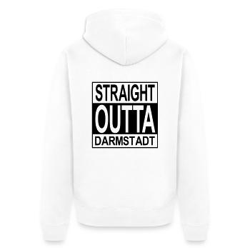 Straight outta Darmstadt - Unisex Premium Bio Zip Hoodie - Weiß - Hinten - Thijin (182cm)