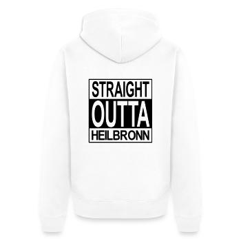 Straight outta Heilbronn - Unisex Premium Bio Zip Hoodie - Weiß - Hinten - Thijin (182cm)
