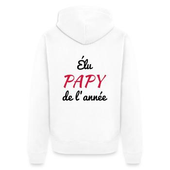 Papy Papi Grand-Père Retraite famille - Veste à capuche bio Premium Unisexe - blanc - Dos - Thijin (182cm)