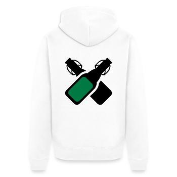 Alkohol - Bierflaschen - Unisex Premium Bio Zip Hoodie - Weiß - Hinten - Thijin (182cm)