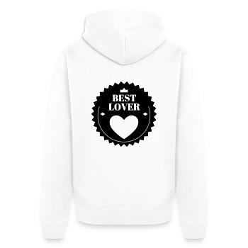 Amour / Saint Valentin / Coeur / Bébé / Love - Veste à capuche bio Premium Unisexe - blanc - Dos - Thijin (182cm)