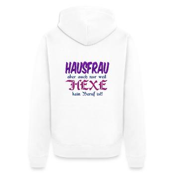 Hausfrau Hexe - Unisex Premium Bio Zip Hoodie - Weiß - Hinten - Thijin (182cm)