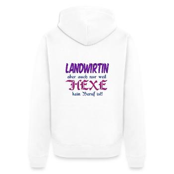 Landwirtin Hexe - Unisex Premium Bio Zip Hoodie - Weiß - Hinten - Thijin (182cm)