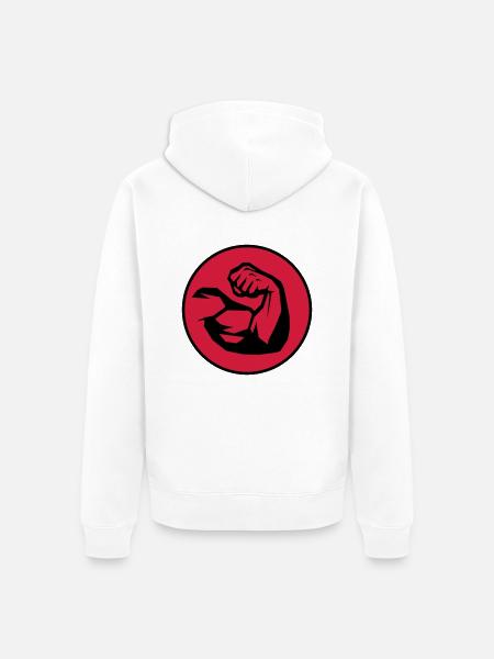 power strengh arm - Unisex Premium Bio Zip Hoodie - Weiß