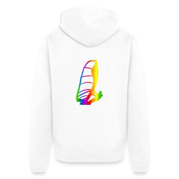 Bunter Windsurfen Regenbogen - Unisex Premium Bio Zip Hoodie - Weiß - Hinten - Thijin (182cm)